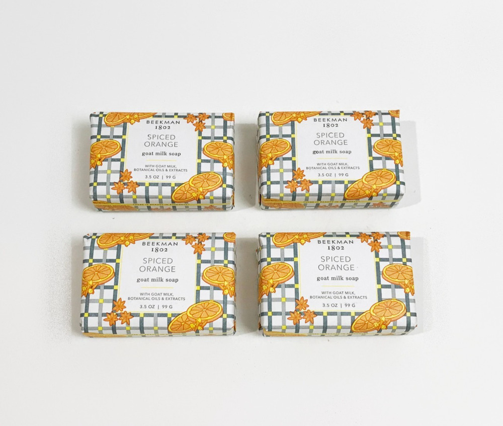 Beekman 1802 Spiced Orange Palm-Sized Goat Milk Soap 3.5 oz 99 g - Lot of 4
